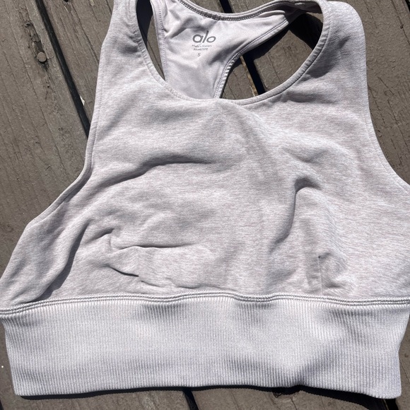 NEW ALO Yoga Alosoft Serenity Sports Bra Zinc Heathered S - Picture 6 of 6